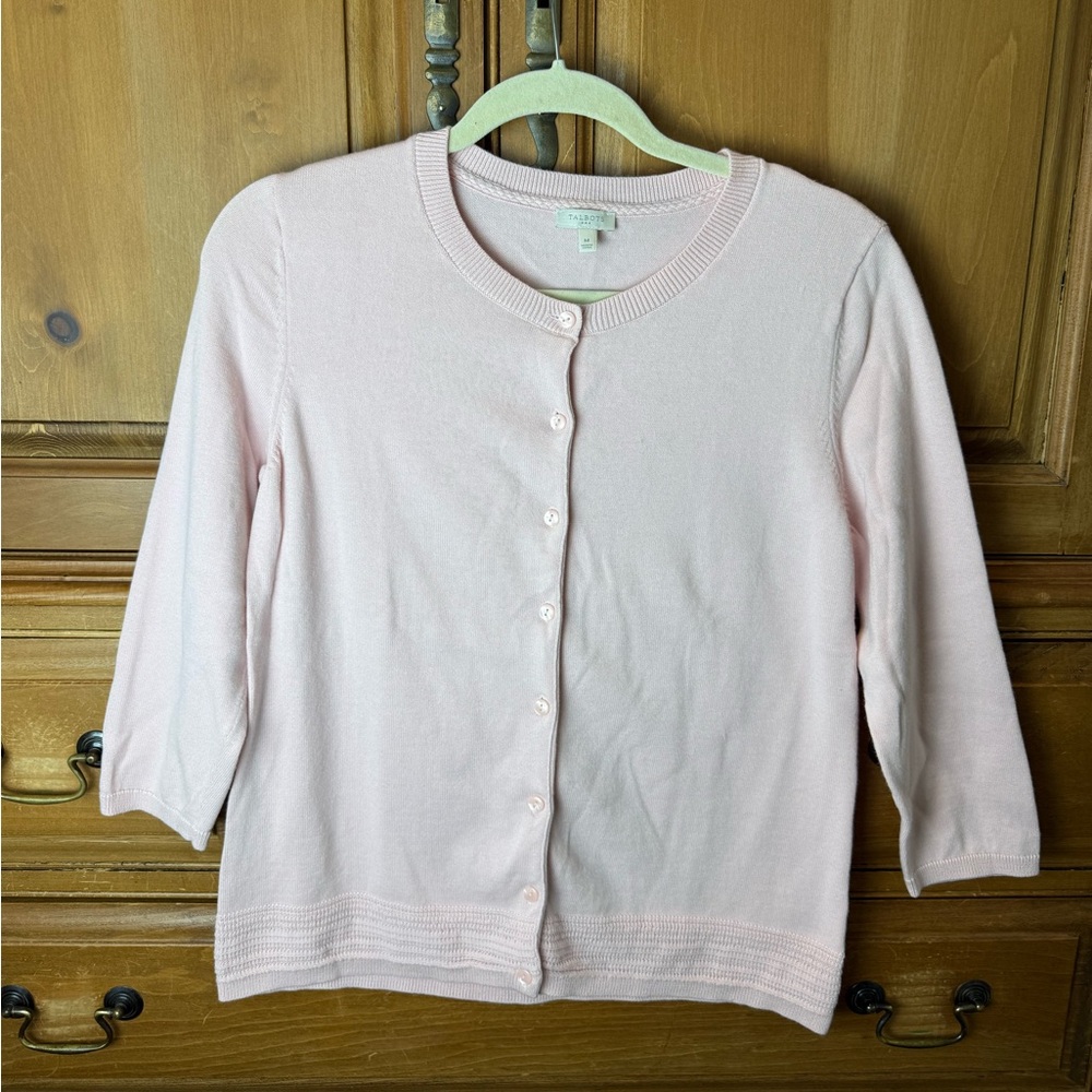 Talbots Classic Women's Pink Button-Front Cardigan Sweater